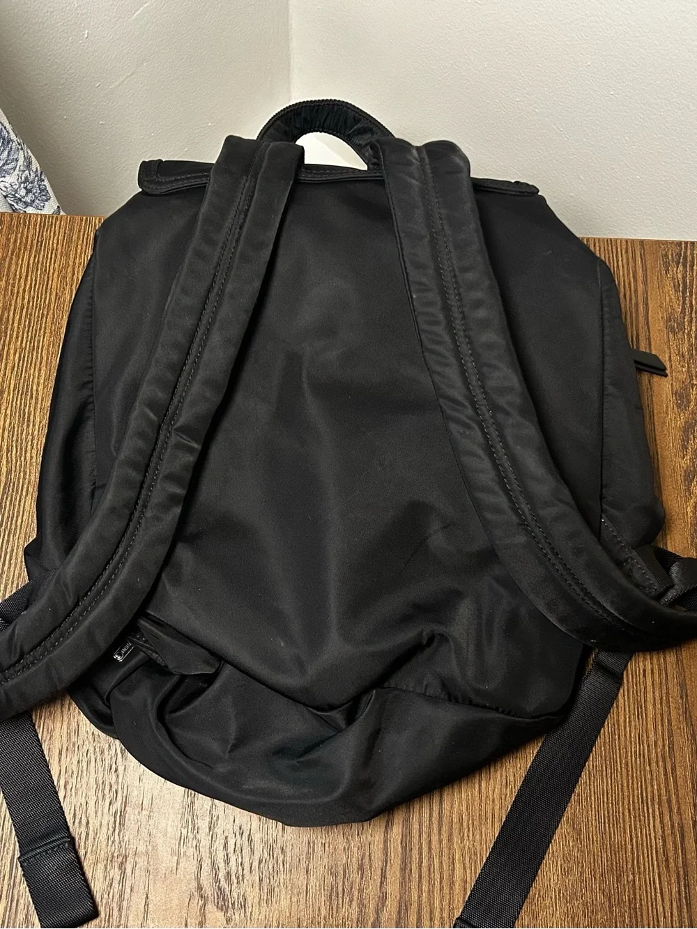 Black Rebecca Minkoff Nylon Backpack w/ Silver Tone Lobster Clasp Accent
